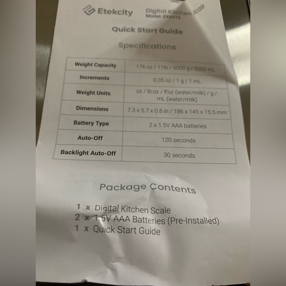 Etekcity Digital Kitchen Scale - Picture 6 of 7